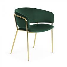Chaise Runnie Velours Vert Kave Home Chaise De Salle A Manger Chaise Chaise Accoudoir