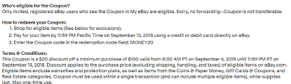 Ebay is offering up to 50% off certified refurbished electronics & tools! Expired Targeted Ebay 20 Off 100 With Promo Code Money20 Doctor Of Credit
