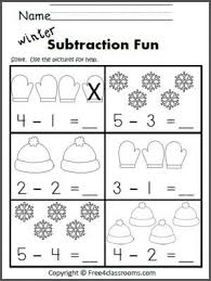 Winter Subtraction Worksheet Up To 5 Kindergarten Subtraction Activities Kindergarten Subtraction Worksheets Kindergarten Math Worksheets