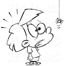 Free for commercial use no attribution required high quality images. Vector Of A Cartoon Girl Afraid Of Spiders Coloring Page Outline By Toonaday 23586