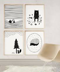 Woodland Creatures Art Kids Room Decor Animal Prints Etsy Baby Room Art Scandinavian Baby Room Scandinavian Nursery Decor