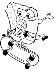 Spongebob coloring pages tell a story about the crazy, underwater adventures of a little, yellow sponge and his numerous friends living in the. Spongebob Playing Skateboard Coloring Page Kids Play Color Spongebob Coloring Spongebob Drawings Cartoon Coloring Pages