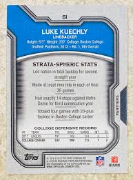 Luke kuechly cards college attended: Luke Kuechly 2012 Topps Strata Carolina Panthers Football Rookie Card Kbk Sports