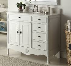 This bathroom sink boasts a matching framed large mirror, a clean white rectangular vanity top and basin to brighten any master bath. 38 Inch Bathroom Vanity Cottage Style Distressed Antique White Color With 3 Drawers 38 Wx21 Dx35 H Chf837aw