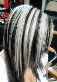 Black hair with blonde highlights that get warmer to the ends makes the basic color appear in a totally new light. Dramatic Variation Of Color Blonde Hair Streaks Hair Color Highlights Hair Highlights