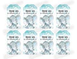Each tag is 3.5 x 2.0 inches, you can print 10 tags per page. Elephant Baby Shower Gift Tags Boy Thank You Favor Tags Printable Instant Download Digital File 01h Baby Shower Elefantes Ducha De Bebe Elefante Regalos De Baby Shower
