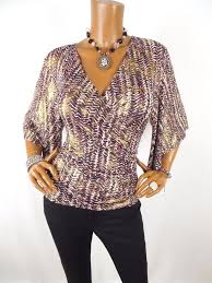 Dressbarn Womens Top M Dressy Shirt Stretch Blouse 3 4 Sleeve Metallic Dressy Shirts Tops Women S Top