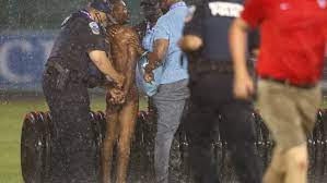 Some heroes don't wear capes, and sometimes they don't wear anything at all… this was evident during a rain delay last night at nationals park in a game between the washington nationals and the st. Video Streaker Slides Across Tarp At Nats Park During Rain Delay Wset