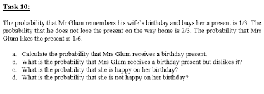 Birthday gift for wife birthday ideas anniversary present original gifts online gifts gifts for wife the top 10 birthday presents and christmas gifts for teenage girls. Answered The Probability That Mr Glum Remembers Bartleby