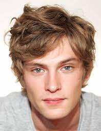 Short Wavy Men Haircut With Light Curly Bangs Png