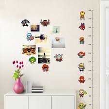 Us 1 68 8 Off Cartoon Iron Man Avengers Captain Spiderman Movie Hero Home Decal Kids Room Height Measure Growth Chart Wall Stickers In Wall Stickers