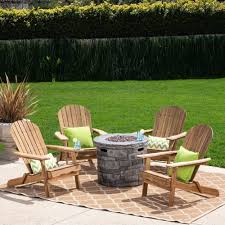Maison 5pc Acacia Wood And Light Weight Concrete Adirondack Chair And Fire Pit Set Teak Christopher Knight Home Fire Pit Sets Fire Pit Seating Patio Stones