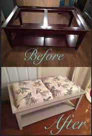 Is that uninspired coffee table still getting unwanted attention, been thinking about getting a new one but not found the time? Broken Glass Coffee Table To Upholstered Ottoman And Chalk Paint Glass Coffee Table Makeover Furniture Renovation Coffee Table Makeover