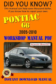 Download Pontiac G6 2005 2010 Workshop Manual Pdf Pontiac Pontiac Cars Manual