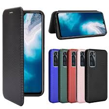 For Vivo Y70 Case Luxury Flip Carbon ...