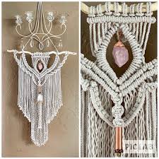 Macrame Wall Hanging With Crystal Macrame Wall Hanging On Etsy Woven Wall Hanging Macrame Wall Art Large Macrame Wall Hanging