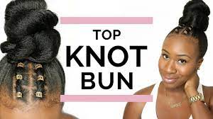 Top Knot Bun Hair Jewelry Protective Style Relaxed Hair Youtube Knot Bun Relaxed Hair Top Knot Bun