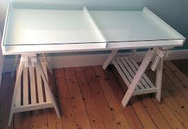 Design Of Ikea White Vika Gruvan Artur Glass Display Trestle Desk Table Throughout Glass Top Ikea Desk In 2020 Ikea Glass Table Top Ikea Glass Table Trestle Desk