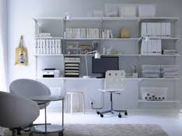 White Wall Shelves And Floating White Desk Office Wall Shelves Ikea Home Home Office Furniture