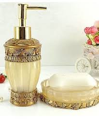 4.8 out of 5 stars. Luant Vintage Golden Bathroom Accessories 5piece Bathroom Accessories Set Bathroom Set Features Soap Dispenser Farmhouse Goals