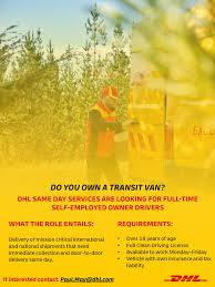 Explore all 460.000+ current jobs in united kingdom and abroad. Dhl Express Ireland Do You Own A Transit Van Well Dhl Same Day Services Are Looking For Full Time Self Employed Owner Drivers To Apply Email Paul May Dhl Com Dhl Dhlsameday Jobs Hiring Jobsearch Courier