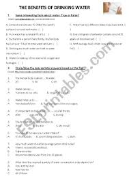 The Benefits Of Drinking Water Esl Worksheet By Sibagipsy
