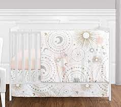 Come from jojo design, this collection consists of 9 pc crib bedding, for all your toddler needs. Amazon Com 4 Pc Blush Pink Gold Grey And White Star And Moon Celestial Baby Girl Crib Bedding Set By Sweet Jojo Designs Baby