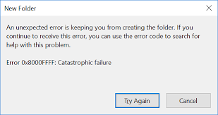 Jan 19, 2021 · passionate about all elements related to windows and combined with his innate curiosity, ivan has delved deep into understanding this operating system, with a specialization in drivers and driver troubleshooting. Error 0x8000ffff Catastrophic Failure When Trying To Create A New Microsoft Community