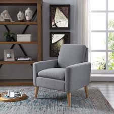 Single cushion sofas & couches : Lohoms Modern Accent Fabric Chair Single Sofa Comfy Upholstered Arm Chair Living Room Furniture Grey Farmhouse Goals