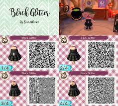 Animal Crossing New Leaf Qr Code Cute Modern Black Glitter Dress Outfit Fashion Mode Clothes Acnl B Animal Crossing Animal Crossing Qr Qr Codes Animal Crossing