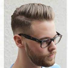 Mens Short Blonde Side Part Pompadour Hairstyle Haircut Mens Hairstyles Pompadour Mens Haircuts Short Pompadour Hairstyle