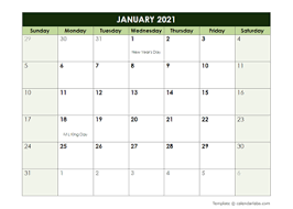 Format annuel, semestriel ou mensuel. 2021 Google Docs Calendar Templates Calendarlabs
