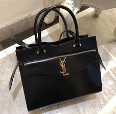 Saint Laurent Uptown Medium Tote In Shiny Smooth Leather Ysl6492 Black Medium Tote Bags Medium Bags