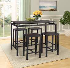 Buy top selling products like crosley tapered leg pub table and westwood pub table. 5 Piece Pub Table Set Heavy Duty Dining Table Set Modern Style Wooden Kitchen Table And 4 Chairs With Metal Legs Counter Height Breakfast Bar Table For Dining Room Living Room Black W3190