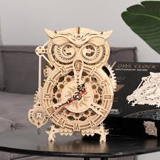 Rokr 3d wooden puzzle owl clock kit. Robotime Rokr Owl Clock Lk503 Wooden 3d Puzzle