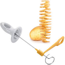 How do you make spirals out of potatoes? Tornado Potato Spiral Manuel Cutter Slicer 4 Spits Reusable Potato Twister Stainless Steel Chips Fruits Vegetable Tools Kitchen Cooking Maker Tower Chips Making Twist Shredder Buy Online At