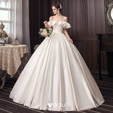 Kaufen preiswerte günstige brautkleider und brautmode mit erstklassiger qualität nach maß.bei milanoo gibt es mehr als 800 wunderschöne brautkleider styles.shoppen sie jetzt ihre trauhafte. Schlicht Ivory Creme Brautkleider Hochzeitskleider 2020 Ballkleid Off Shoulder Kurze Armel Ruckenfreies Lange