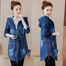 Kala jaket bomber wanita dipadukan sama celana jeans serta sneaker dipastikan pengejawantahan kamu akan terlihat lebih kece. M 5xl 2021 Jaket Jeans Longgar Belel Antik Mode Baru Musim Gugur Mantel Wanita Jaket Denim Panjang Bertudung Untuk Wanita 8309 Mantel Jaket