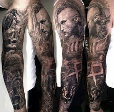 This artwork is a fantastically executed battle scene featuring the triumph of an angelic warrior over gargoyles and demons. Pin By Katerina Vishnya On Mens Tattoo Ragnar Lothbrok Tattoo Viking Tattoo Sleeve Viking Tattoos