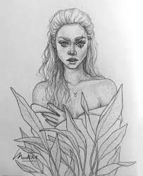 Nature Girl Illustration Nature Sketches Pencil Art Drawings Sketches Art Sketches Pencil How to draw nature scenery of waterfall, sunset, and houses | easy sunset over waterfall scenery drawing.