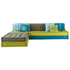 Banquette D Angle Modulable 6 Places En Coton Bleue Et Verte Kimimoi Corner Sofa Uk Green Corner Sofas Corner Sofa