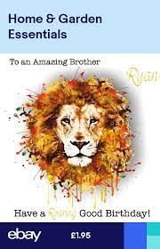 Personalised Lion Theme Birthday Card Son Dad Brother Uncle Etc In 2021 Watercolor Lion Tattoo Watercolor Lion Lion Art