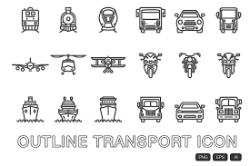 18 Transport Icon Transport Icons Icon Icon Outline Designs Envato