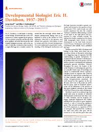 PDF) Developmental biologist Eric H. Davidson, 1937–2015