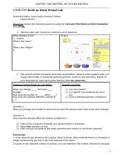 Activity in atoms, model of the atom, isotopes, atomic theory, atomic mass, subatomic no special safety precautions are necessary for this lab activity. Destiny Fimbres Build An Atom Lab Docx I Matter This Matters My Future Matters Chemistry Build An Atom Virtual Lab Scientists Name Jesus Leyva Course Hero
