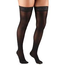 Truform Women S Stockings Thigh High Sheer 30 40 Mmhg Black Large Walmart Com Lady Stockings Compression Stockings Stockings