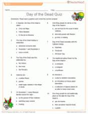 Think you know a lot about halloween? Printable Day Of The Dead Quiz Teaching Dia De Los Muertos Grades 4 12 Teachervision