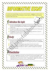When writing an introduction for your informative essay, you need to grab the interest of the reader. How To Write An Informative Essay Esl Worksheet By Navarrovizcaino