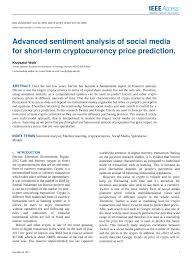 Histories of cryptocurrency prices were taken online. Pdf Advanced Social Media Sentiment Analysis For Short Term Cryptocurrency Price Prediction