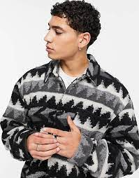 Asos Design Longline Wool Mix Harrington Jacket In Aztec Print Asos